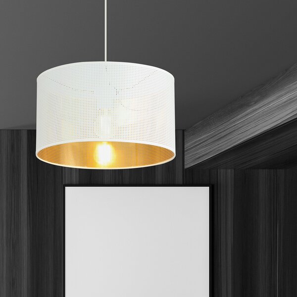 Sospensione Minimal 1 Luce Ladone In Acciaio Bianco E Oro
