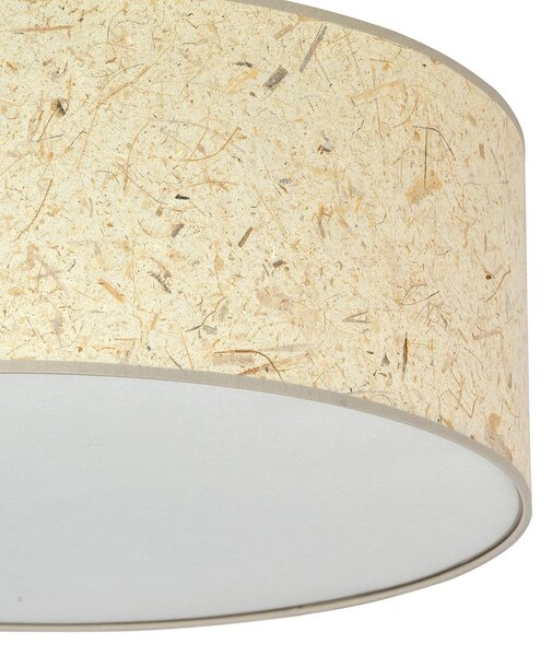 Plafoniera Minimal 3 Luci Ladone Acciaio Bianco E Beige Effetto Sughero