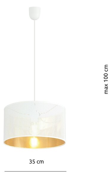 Sospensione Minimal 1 Luce Ladone In Acciaio Bianco E Oro