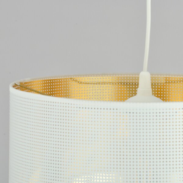 Sospensione Minimal 1 Luce Ladone In Acciaio Bianco E Oro