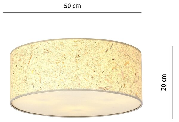 Plafoniera Minimal 3 Luci Ladone Acciaio Bianco E Beige Effetto Sughero