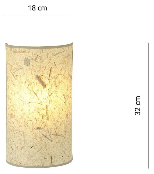Applique Minimal 1 Luce Ladone Acciaio Bianco E Beige Effetto Sughero