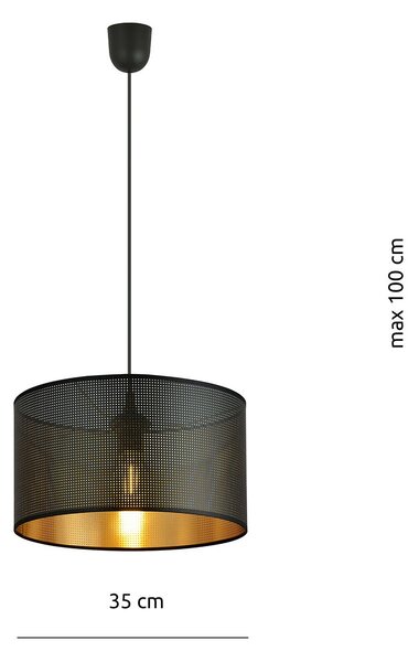 Sospensione Minimal 1 Luce Ladone In Acciaio Nero E Oro
