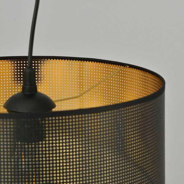 Sospensione Minimal 1 Luce Ladone In Acciaio Nero E Oro