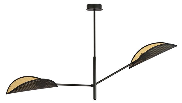 Lampadario 2 Luci Po In Acciao Nero E Oro Con Bracci Mobili