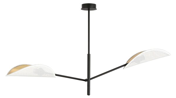 Lampadario 2 Luci Po In Acciao Nero E Bianco Oro Con Bracci Mobili