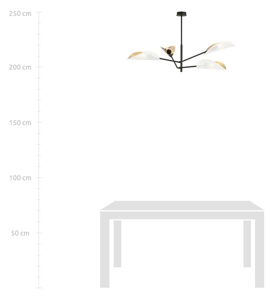 Lampadario 4 Luci Po In Acciao Nero E Bianco Oro Con Bracci Mobili