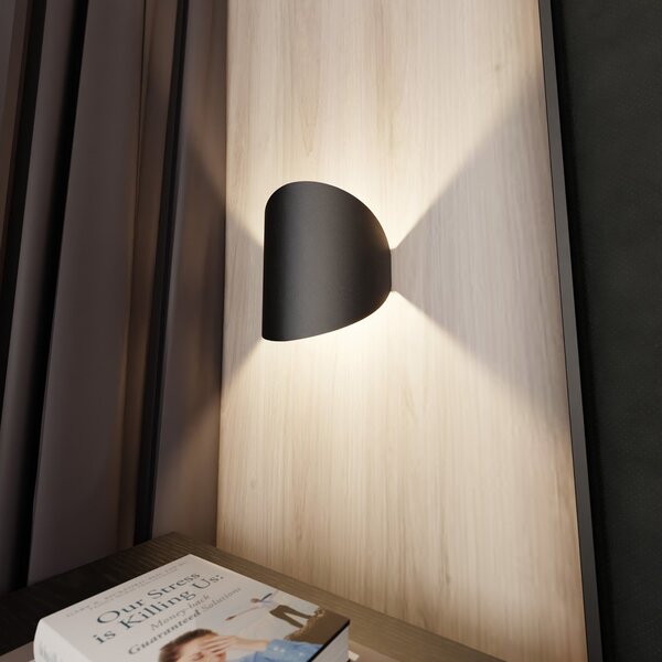 Applique Minimal 1 Luce Indiretta Pavaka In Acciaio Nero