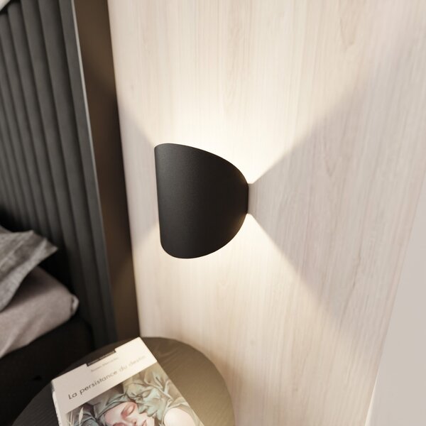 Applique Minimal 1 Luce Indiretta Pavaka In Acciaio Nero