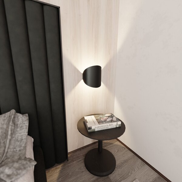 Applique Minimal 1 Luce Indiretta Pavaka In Acciaio Nero