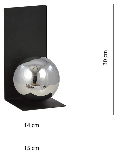 Applique Minimal 1 Luce Indiretta Pavaka Base Acciaio Nero E Vetro Fumè