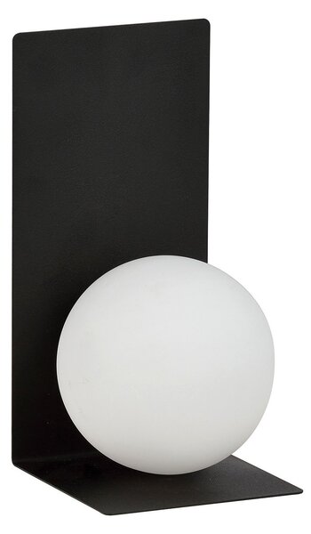 Applique Minimal 1 Luce Indiretta Pavaka Base Acciaio Nero E Vetro Opale
