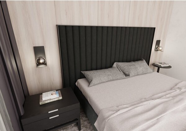 Applique Minimal 1 Luce Indiretta Pavaka Base Acciaio Nero E Vetro Fumè