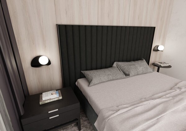 Applique 1 Luce Indiretta Pavaka Con Base In Acciaio Nero E Vetro Opale