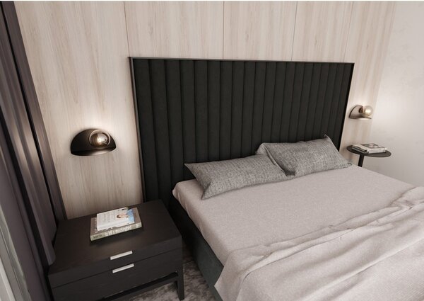 Applique 1 Luce Indiretta Pavaka Con Base In Acciaio Nero E Vetro Fumè