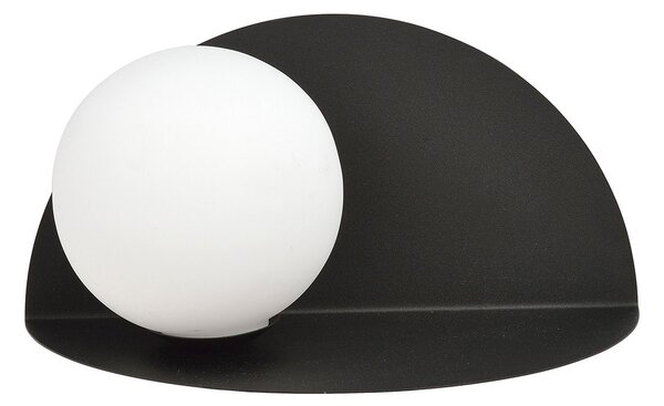 Applique 1 Luce Indiretta Pavaka Con Base In Acciaio Nero E Vetro Opale