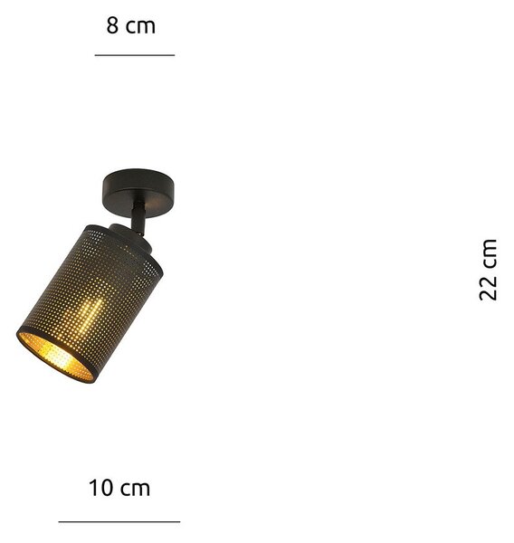Plafoniera Spot 1 Luce Prachetas Acciaio Nero E Oro Paralumi Regolabile