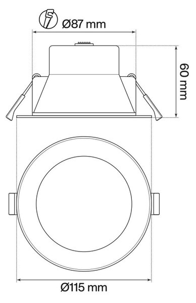 Faro da incasso 6W, CCT Bianco Variabile, Foro 90-95mm, Dimmerabile Colore Bianco Variabile CCT