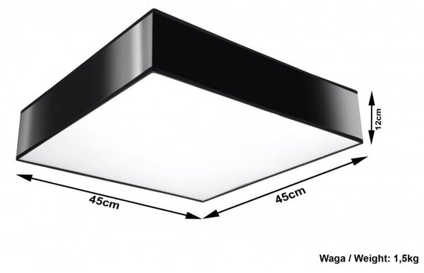 Plafoniera Quadrata in PVC da Soffitto HORUS 45 Nera 3xE27 da interno Colore del corpo Nero