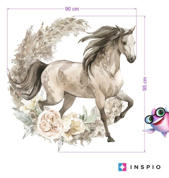Adesivo da parete - Cavallo marrone in stile Boho