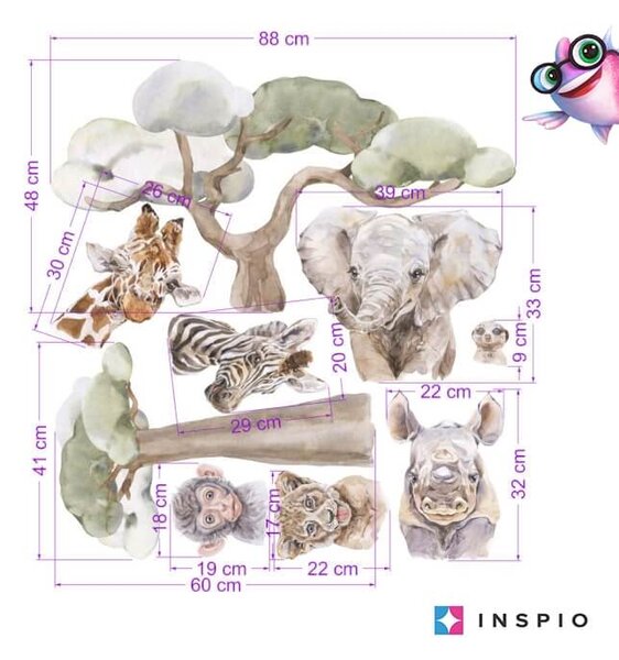 Adesivi sopra la culla - Piccoli animali da safari