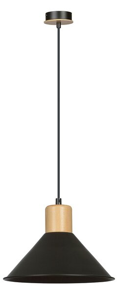 Sospensione Nordica 1 Luce Soma In Acciaio Nero E Legno