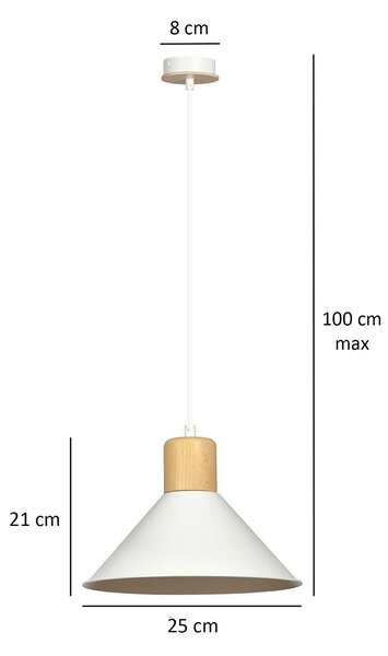 Sospensione Nordica 1 Luce Soma In Acciaio Bianco E Legno