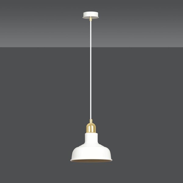 Sospensione Industrial 1 Luce Dhanapati Acciaio Bianco Con Elementi In Oro