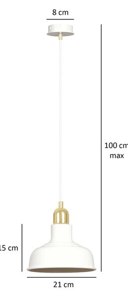 Sospensione Industrial 1 Luce Dhanapati Acciaio Bianco Con Elementi In Oro