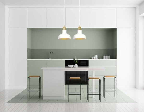 Lampadario Industrial 2 Luci Dhanapati Acciaio Bianco Con Elementi In Oro