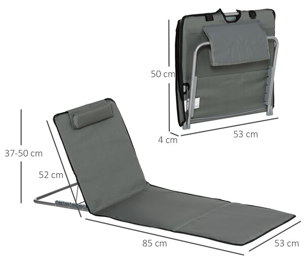 Outsunny Set 2 Lettini da Mare Pieghevoli con Schienale Regolabile a 5 Livelli e Borsa, Grigio|Aosom