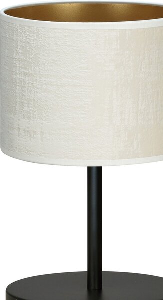 Lampada Da Tavolo 1 Luce Vinayaka Acciaio Nero E Paralume In Tessuto Beige