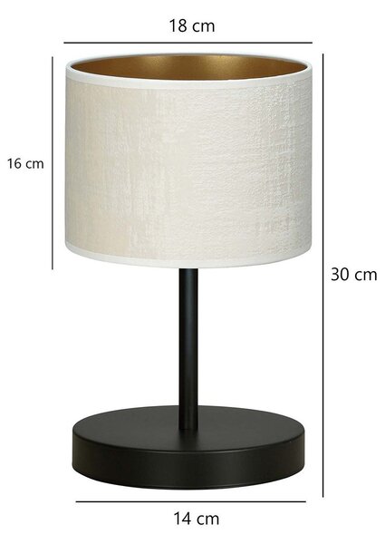 Lampada Da Tavolo 1 Luce Vinayaka Acciaio Nero E Paralume In Tessuto Beige