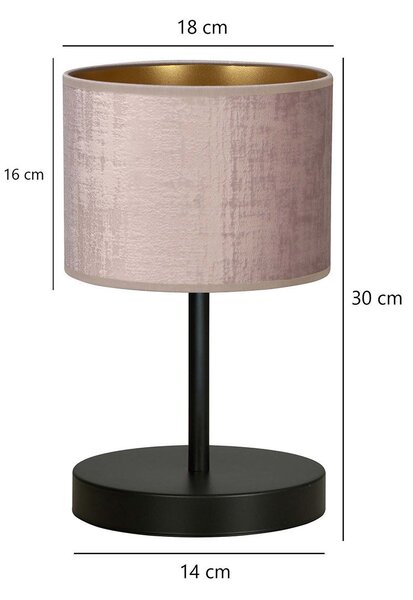 Lampada Da Tavolo 1 Luce Vinayaka Acciaio Nero E Paralume In Tessuto Rosa