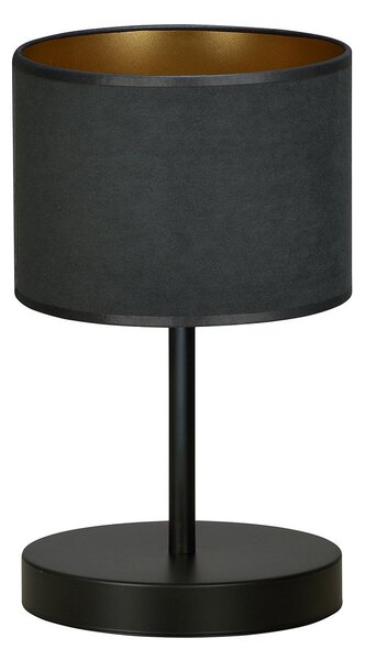 Lampada Da Tavolo 1 Luce Vinayaka Acciaio Nero E Paralume In Tessuto Nero