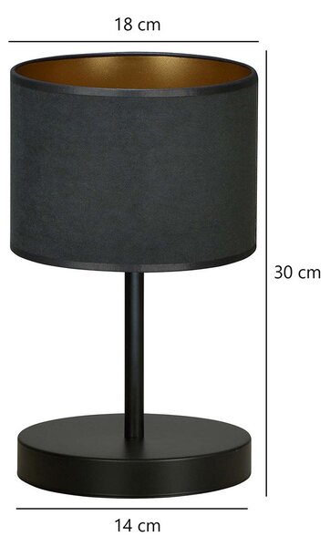 Lampada Da Tavolo 1 Luce Vinayaka Acciaio Nero E Paralume In Tessuto Nero