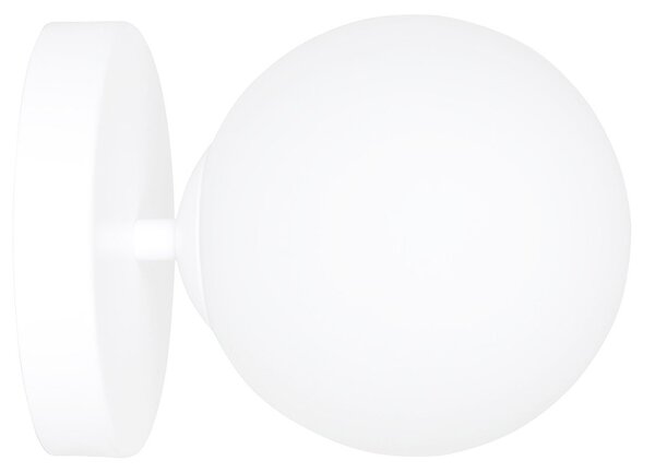 Applique A 1 Luce Mahadeva In Acciaio Bianco E Sfera In Vetro Bianco