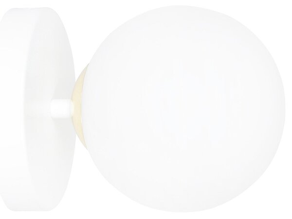 Applique A 1 Luce Narayana Acciaio Bianco E Sfera In Vetro Bianco E Oro