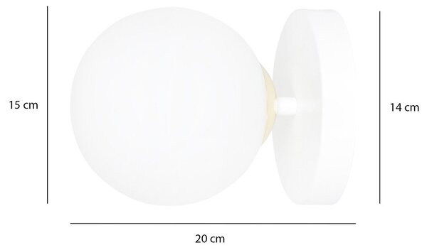 Applique A 1 Luce Narayana Acciaio Bianco E Sfera In Vetro Bianco E Oro