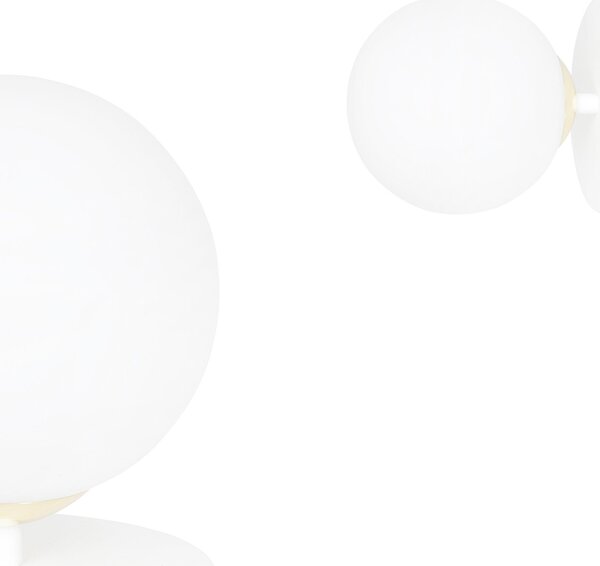 Applique A 1 Luce Narayana Acciaio Bianco E Sfera In Vetro Bianco E Oro