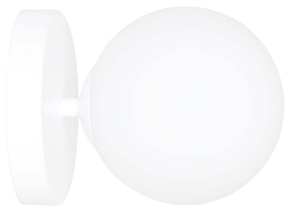 Applique A 1 Luce Hallador In Acciaio Bianco E Sfera In Vetro Opalino