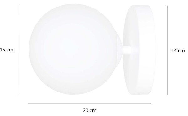 Applique A 1 Luce Hallador In Acciaio Bianco E Sfera In Vetro Opalino