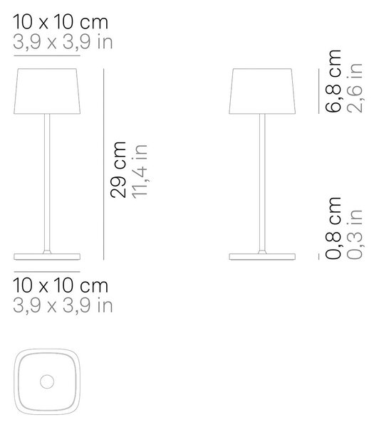Zafferano Ofelia 3K lampada da tavolo ricaricabile IP65 corten