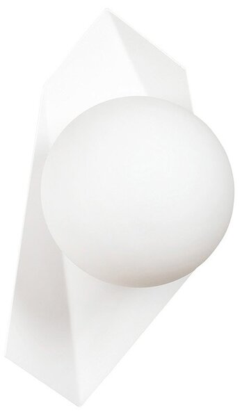 Applique Moderna 1 Luce Sharada Acciaio Bianco E Sfera Vetro Opalino