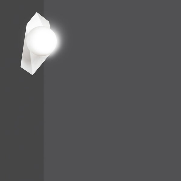 Applique Moderna 1 Luce Sharada Acciaio Bianco E Sfera Vetro Opalino