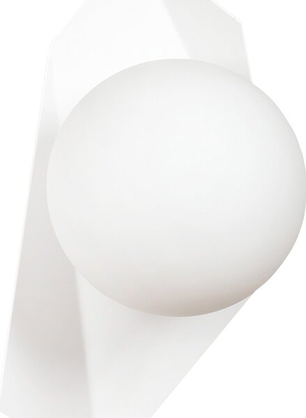 Applique Moderna 1 Luce Sharada Acciaio Bianco E Sfera Vetro Opalino