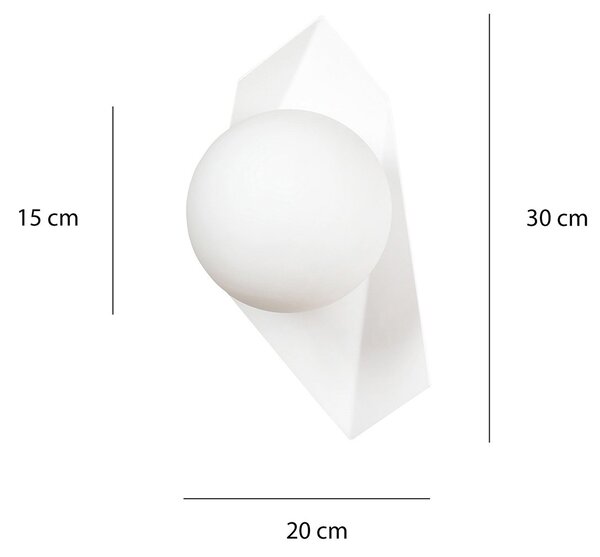 Applique Moderna 1 Luce Sharada Acciaio Bianco E Sfera Vetro Opalino