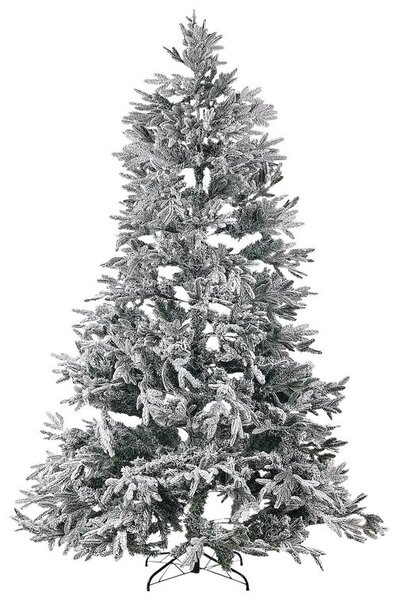 HOMCOM Albero Di Natale Artificiale Innevato 135 Cm - 253 Rami, Base In Acciaio Pieghevole, Verde