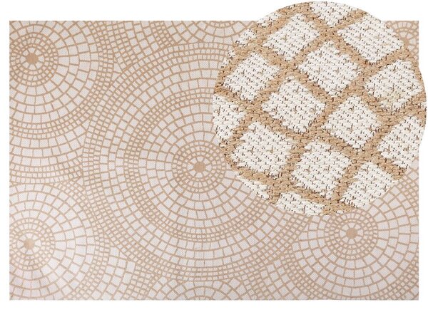 Tappeto da giardino beige e bianco in iuta 200 x 300 cm Rettangolare con motivo geometrico a trama piatta stile boho Camera da letto Soggiorno Beliani