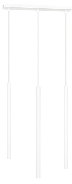 Lampadario 3 Luci Moderno Tsukiyomi Acciaio Bianco E Paralumi A Cilindri Sottili
